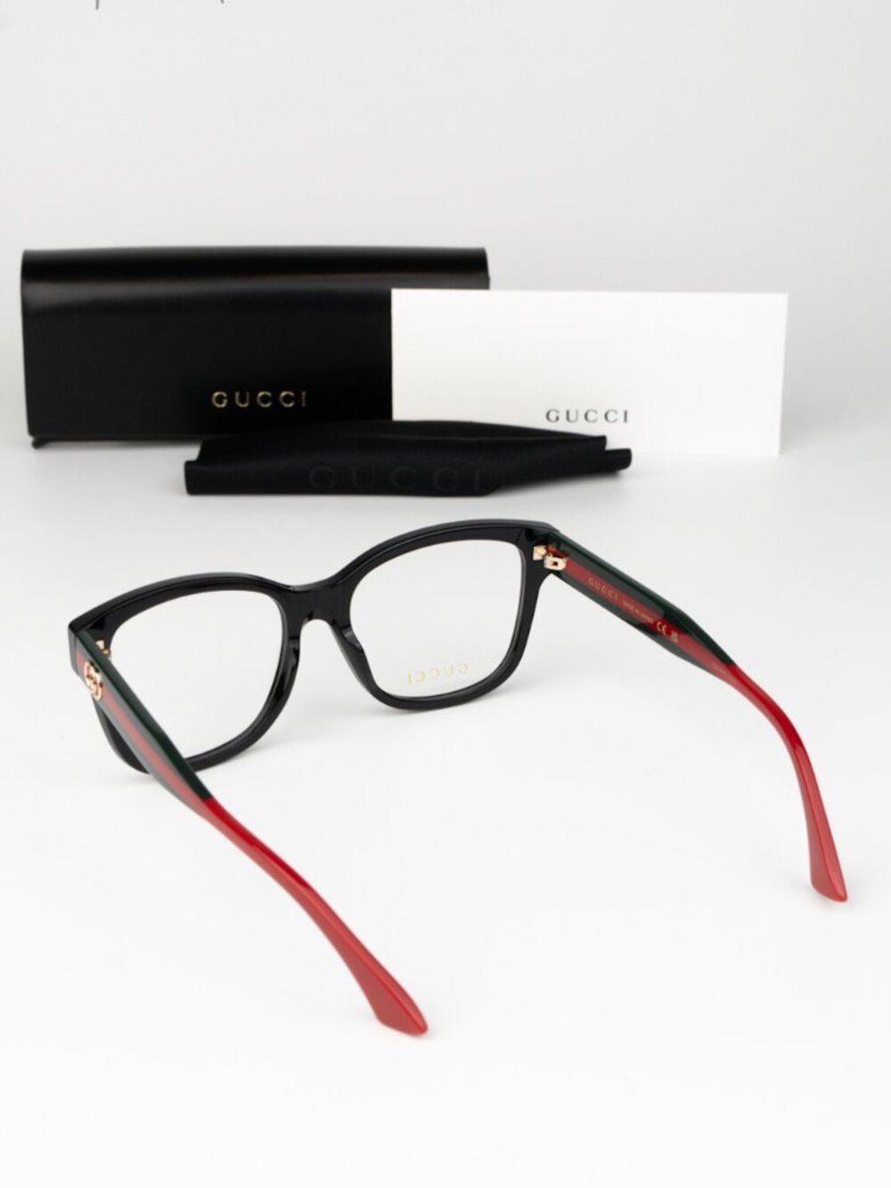 Gucci Women Eyeglasses Black Green Demo Square GG0038ONN 001 NEW AUTHENTIC - Picture 7 of 7